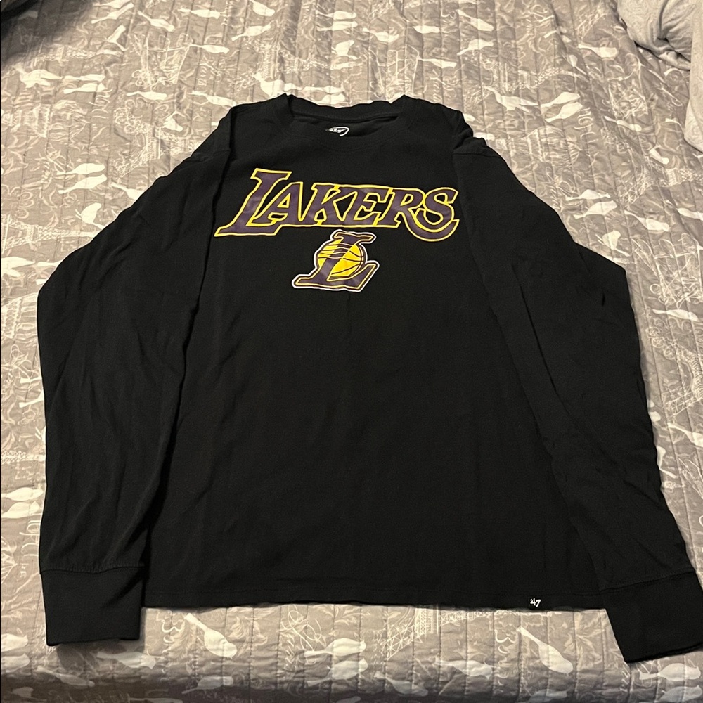 47 Brand Black and Gold Lakers Long Sleeve Tee